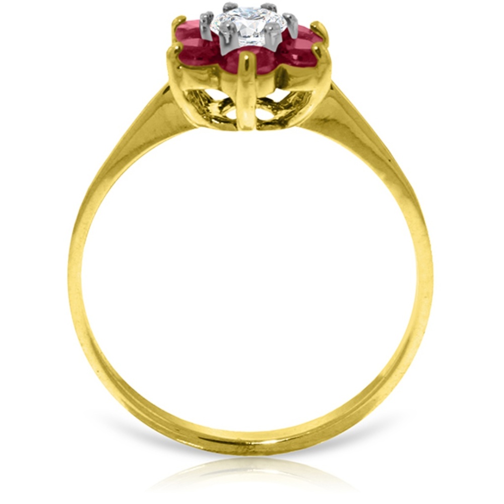14K. SOLID GOLD RING WITH NATURAL DIAMOND & RUBIES - Picture 2 of 4
